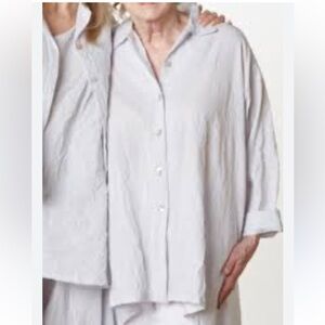 bryn Brynn Walker White abalone Button Down Shirt crisp organic mirren